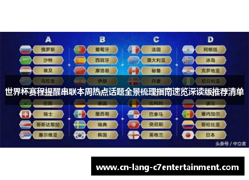 世界杯赛程提醒串联本周热点话题全景梳理指南速览深读版推荐清单 世界杯赛程提醒串联本周热点话题全景梳理指南速览深读版推荐清单